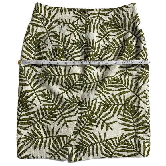 ANN TAYLOR Petite Green Palm Leaf Basket Weave Skirt - Size 00 - Picture 8 of 10
